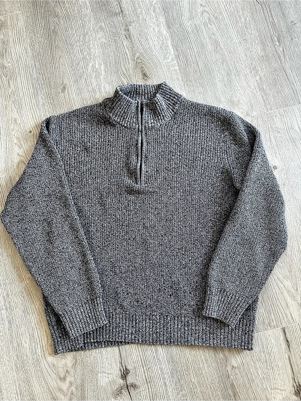 Calvin Klein Grey Marled Knit Quarter Zip Sweater 100% Cotton XL Cozy Ladies